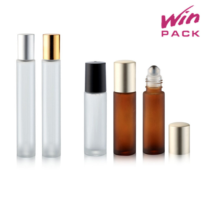 Frosted Glass 10ml Roller Bottles For Essential Oils , Empty Rollerball