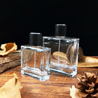 Empty 50ml Travel Perfume Spray Bottle Clear Refillable Flat Luxury Square Cosmetic