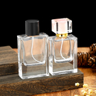 Empty 50ml Travel Perfume Spray Bottle Clear Refillable Flat Luxury Square Cosmetic