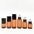 Cylinder Amber Glass Roll On Bottles 2ml 3ml 5ml Rollerball Perfume Container