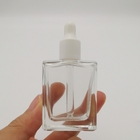 Square Transparent Cosmetic Glass Lotion Bottles With Dropper 1oz 2oz