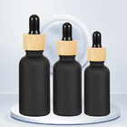5ml 10ml 15ml Matte Black Glass Dropper Bottles With Bamboo Lid