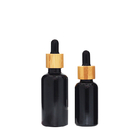 15ml 30ml 50ml Black Glass Dropper Vial Bottles With Bamboo Lid ODM