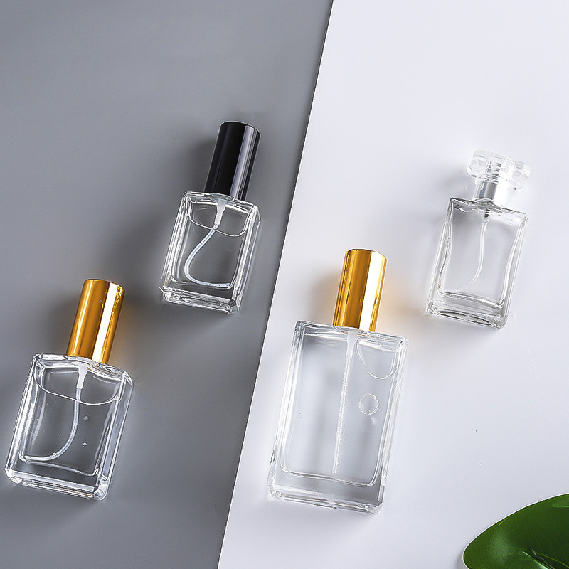 Customized Empty Pump 30ml  Perfume Glass Spray Bottle Small With Luxurious Golden Lid