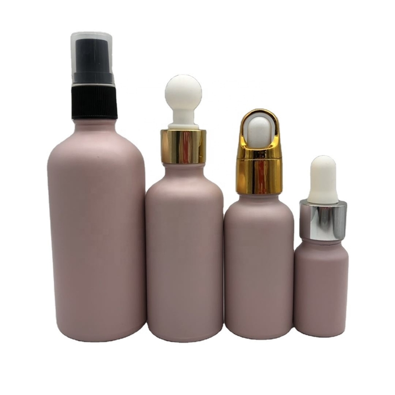 Pink Glass Cosmetic Serum Dropper Bottle 1oz 2oz 4oz Tincture Bottles