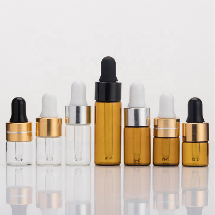 2ml 3ml 5ml Amber Essential Oil Dropper Bottles With Pipette Screw Top